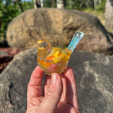 Orange Pansy Bird – Handmade Resin Bird with Real Flowers & Sparkles