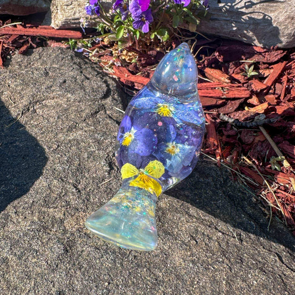 Blossom Song Bird - Handmade Pansy Bird Decor with Real Flowers