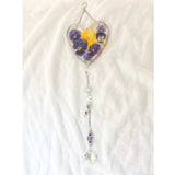 Pansy Garden Glow Resin Suncatcher - Handmade Purple Floral Magic