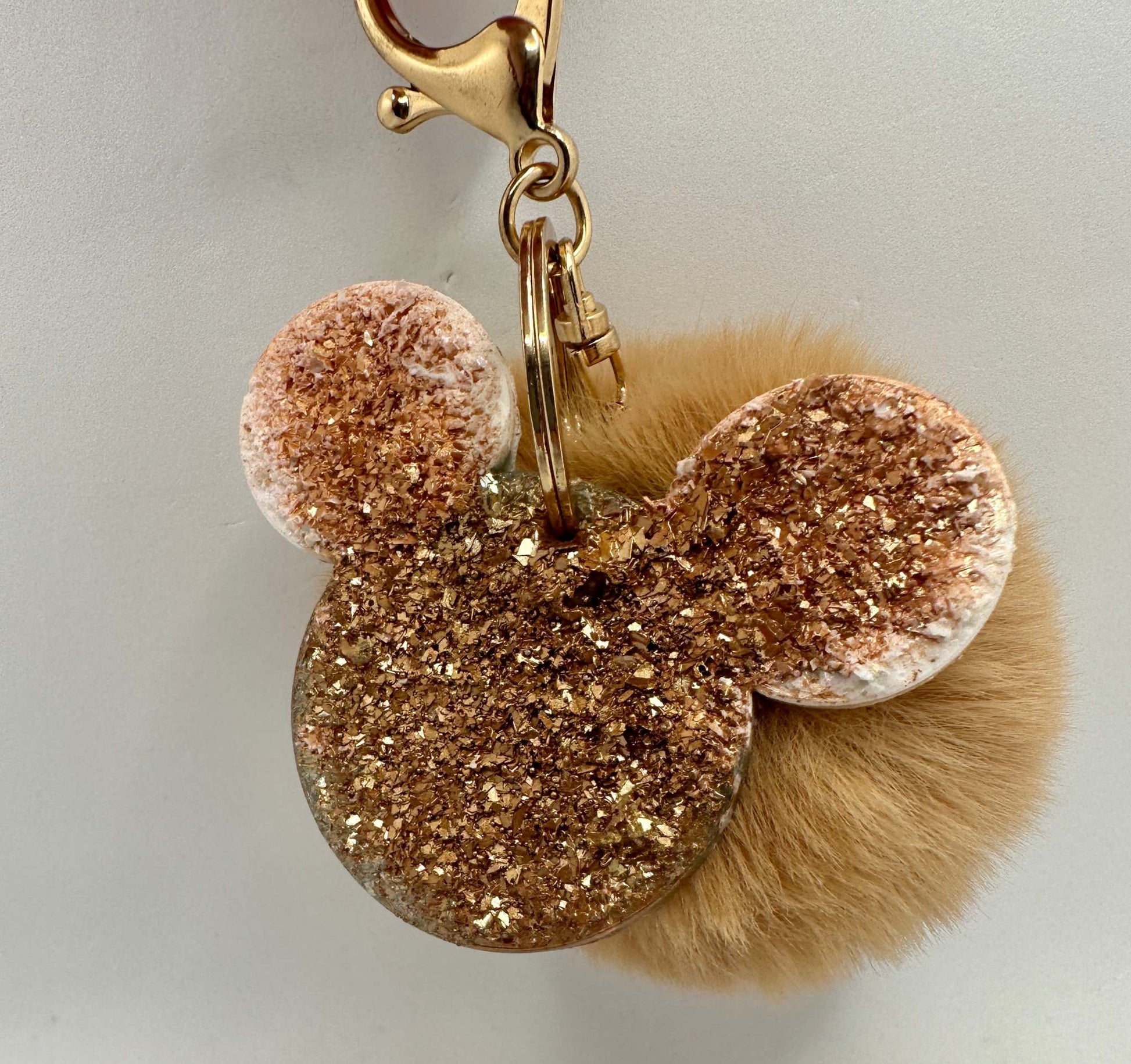 Mickey Mouse Druzy Style Luxurious Pom Pom Handmade Keychains