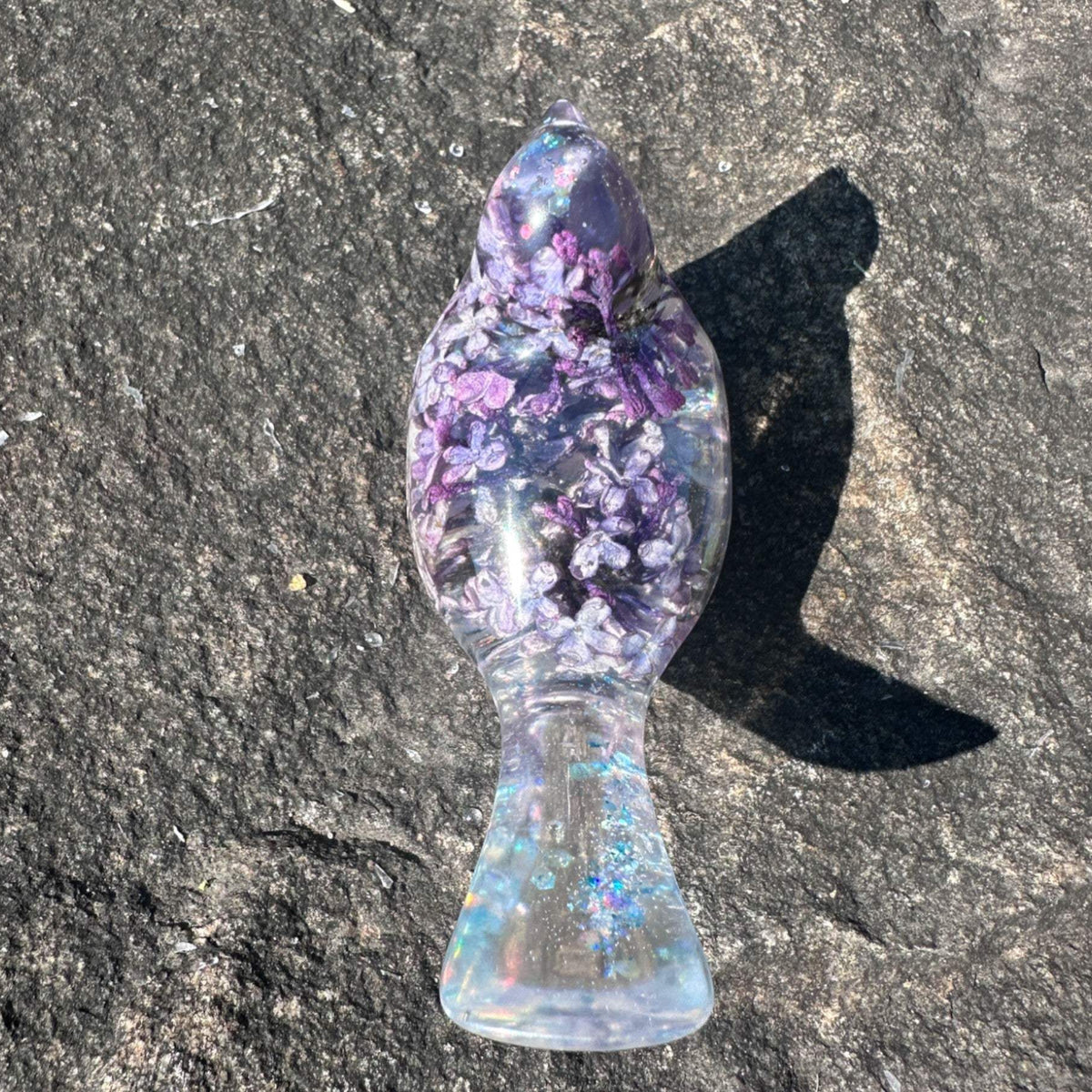 Forever Lilac Garden Bird - Handmade Real Lilac Blooms Resin Bird