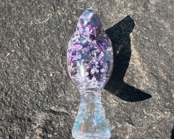 Forever Lilac Garden Bird - Handmade Real Lilac Blooms Resin Bird