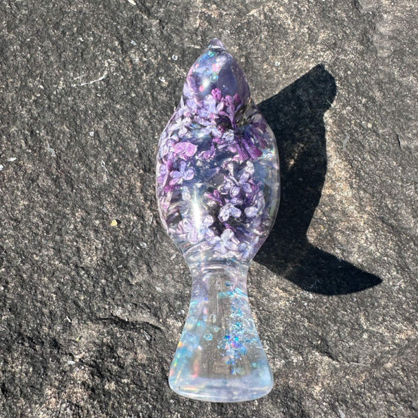Forever Lilac Garden Bird - Handmade Real Lilac Blooms Resin Bird