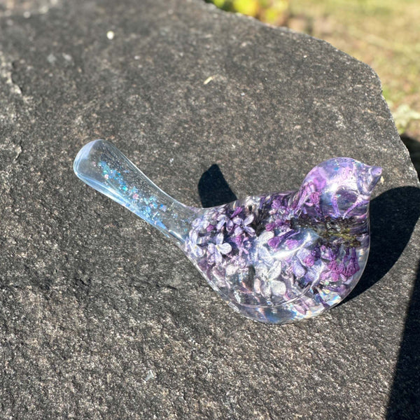 Forever Lilac Garden Bird - Handmade Real Lilac Blooms Resin Bird