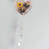 Glow -in-the-Dark Floral Resin Heart Suncatcher Real Pansies & Bee