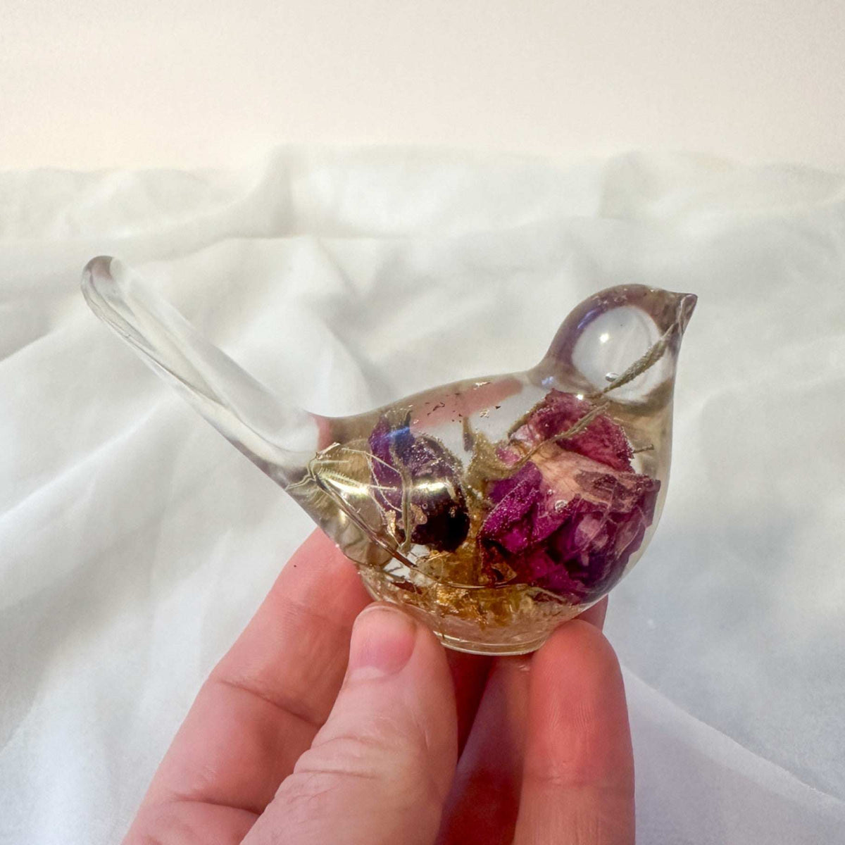 Forever Rose Handmade Resin Home Decor Bird with Dried Roses