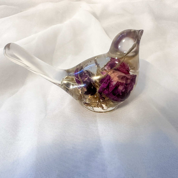 Forever Rose Handmade Resin Home Decor Bird with Dried Roses