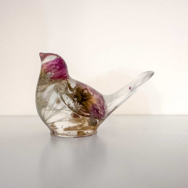 Rosie Everbloom Bird - Handmade Everlasting Rose Garden Resin Bird