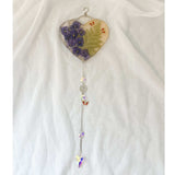 Secret Garden Glow Heart Handmade Suncatcher - Pansies & Butterflies