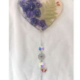 Secret Garden Glow Heart Handmade Suncatcher - Pansies & Butterflies