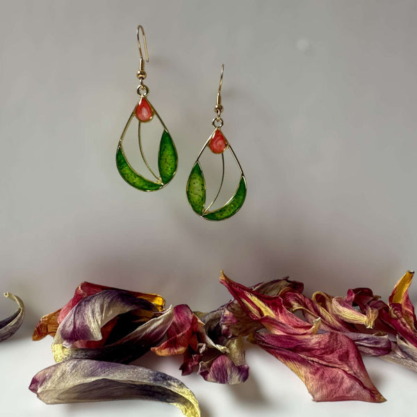 Handmade Garden Inspired Romance - Resin Tulip Blossom Earrings