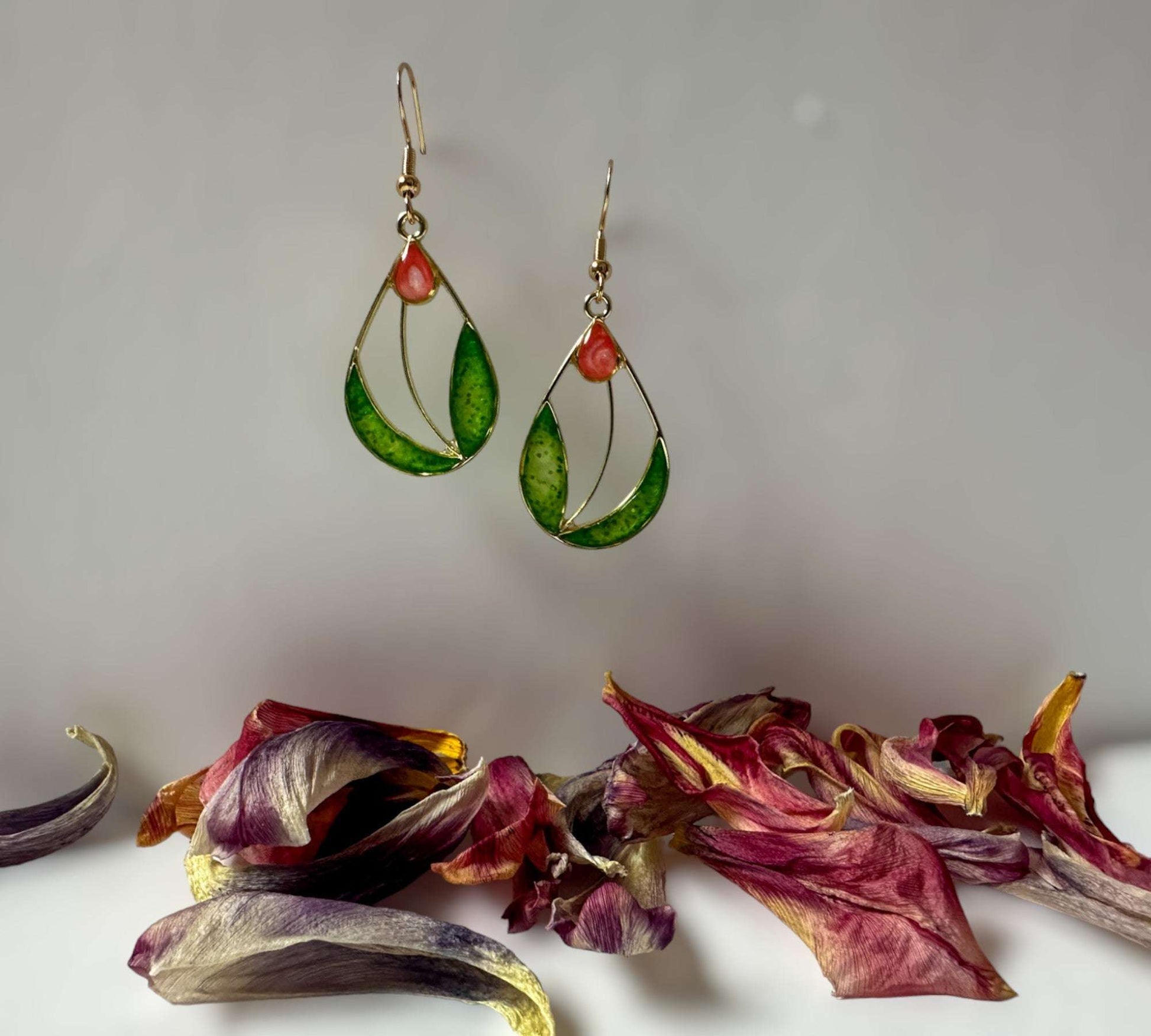 Handmade Garden Inspired Romance - Resin Tulip Blossom Earrings