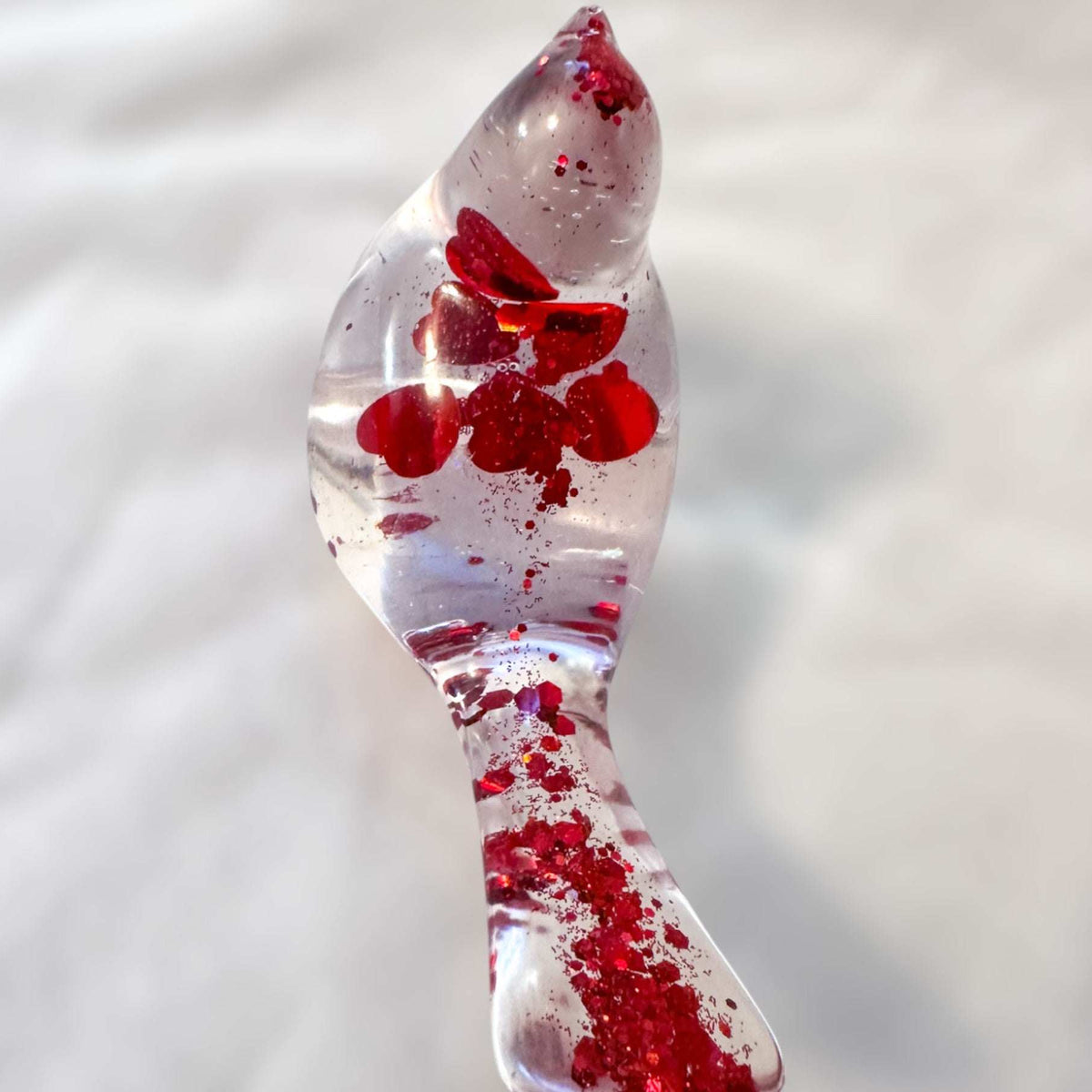 Floating Red Heart Bird - Handmade Red Heart Resin Bird Decor