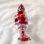 Floating Red Heart Bird - Handmade Red Heart Resin Bird Decor