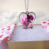 Floral Resin Heart Jewelry Set - Pretty in Pink Flower Necklace Set