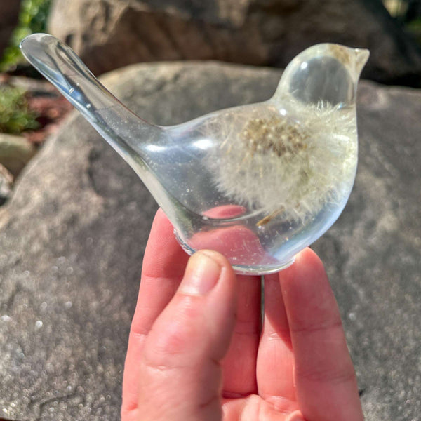 Dandelion Birds Whisper Wish - Handmade Dandelion Puff Resin Bird