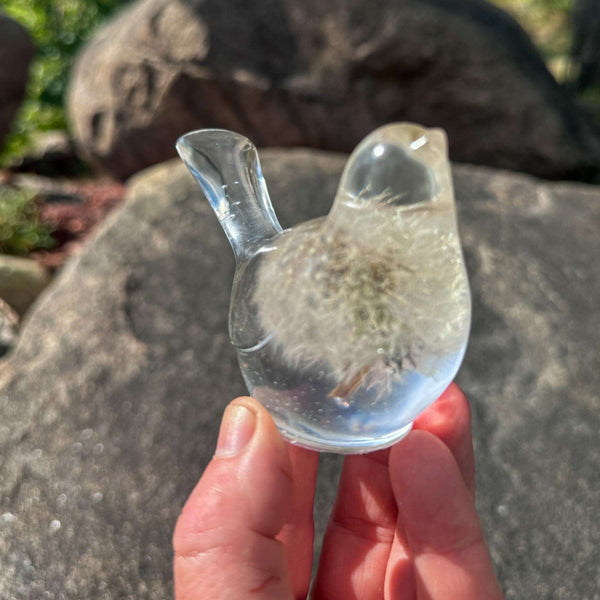 Dandelion Birds Whisper Wish - Handmade Dandelion Puff Resin Bird
