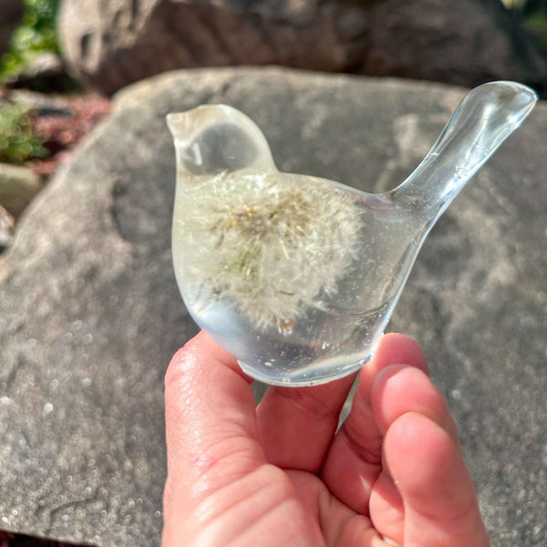Dandelion Birds Whisper Wish - Handmade Dandelion Puff Resin Bird