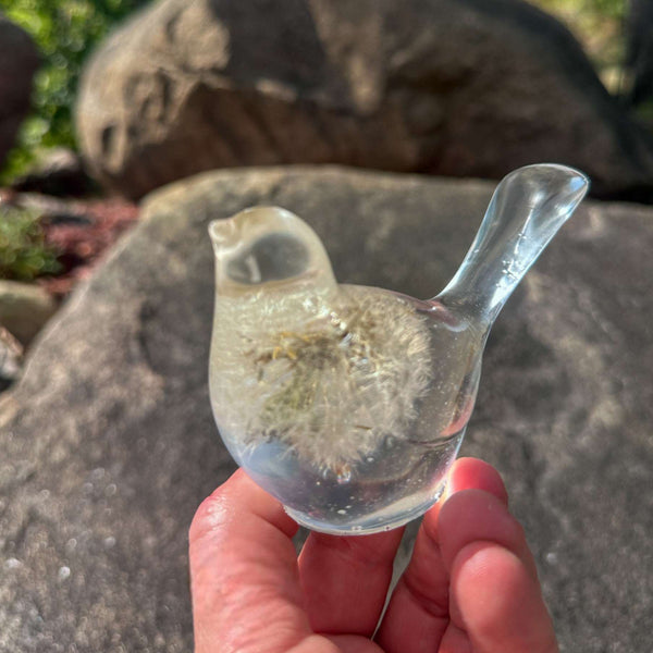 Dandelion Birds Whisper Wish - Handmade Dandelion Puff Resin Bird