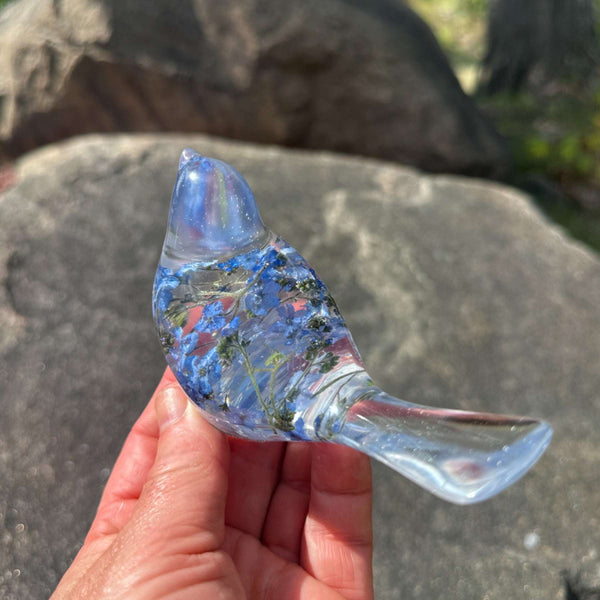 Forget-Me-Not Garden Bird - Handmade Forget-Me-Not Floral Resin Bird