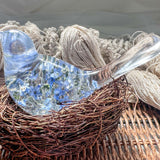 Forget-Me-Not Garden Bird - Handmade Forget-Me-Not Floral Resin Bird
