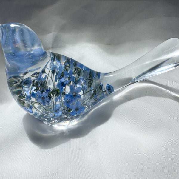 Forget-Me-Not Garden Bird - Handmade Forget-Me-Not Floral Resin Bird