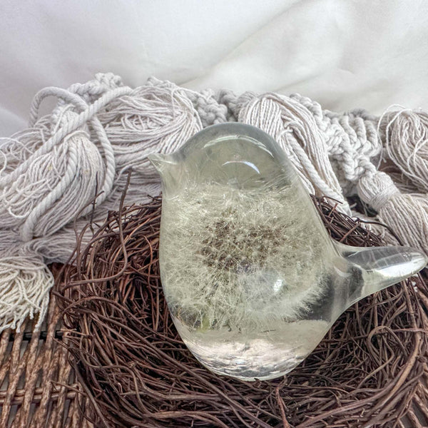 Dandelion Birds Whisper Wish - Handmade Dandelion Puff Resin Bird