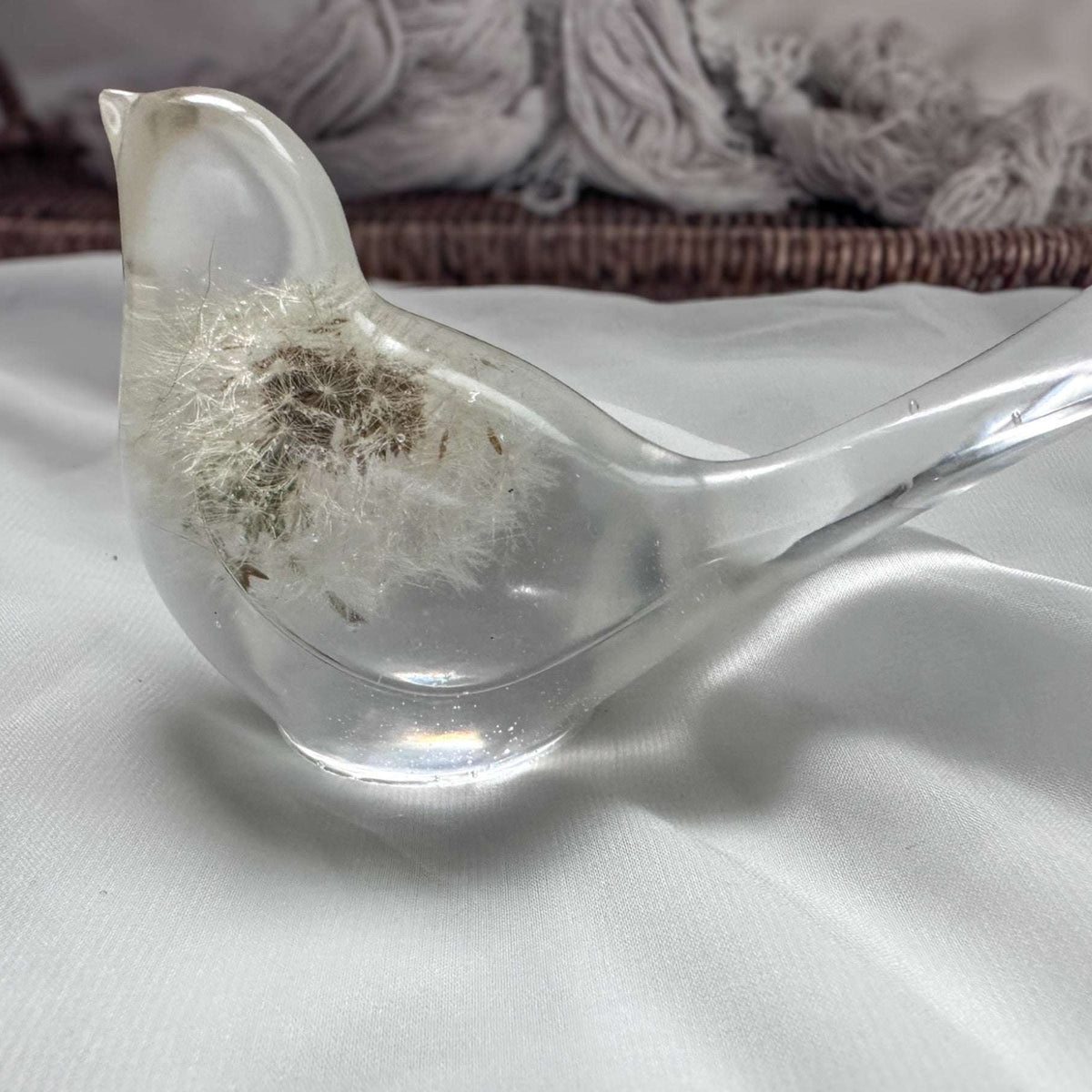 Dandelion Birds Whisper Wish - Handmade Dandelion Puff Resin Bird