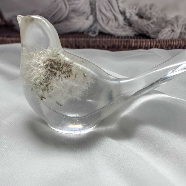 Dandelion Birds Whisper Wish - Handmade Dandelion Puff Resin Bird