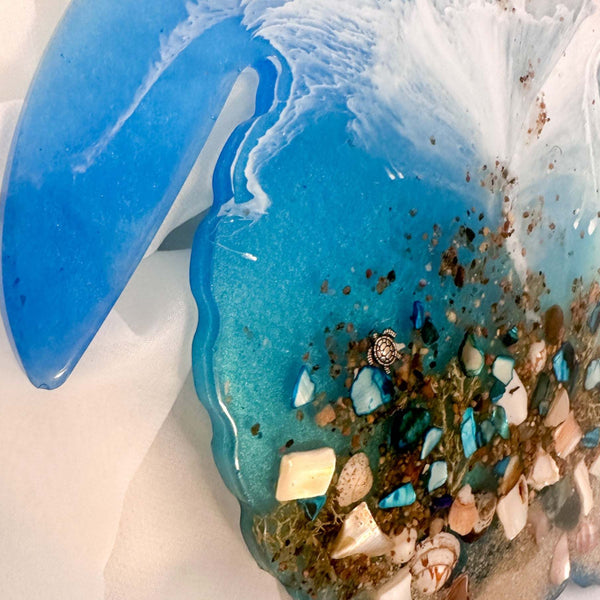 Turtle Wall Hanger - Handmade Resin Turtle Decor with real Seashells