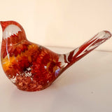 Copper Ember Strawflower resin songbird with real dried orange strawflowers and copper leaf base decor