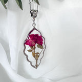 Roses are Red - Real Dried Rose Silver Leaf Necklace - Nature-Inspired