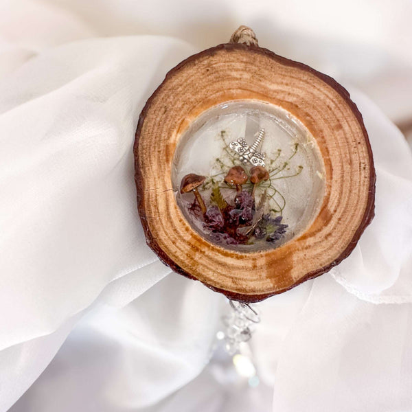 Woodland Magic Crystal Suncatcher - Handmade Wood Slice Forest Charm