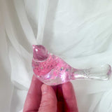 Lovebird Sparkle Figurines - Pink Heart Resin Bird - Handmade Charm