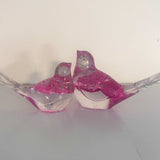 Lovebird Sparkle Figurines - Pink Heart Resin Bird - Handmade Charm