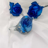 Celestial Bluebird of Everlasting Bloom Handmade Resin Blue Rose Bird