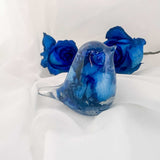 Celestial Bluebird of Everlasting Bloom Handmade Resin Blue Rose Bird