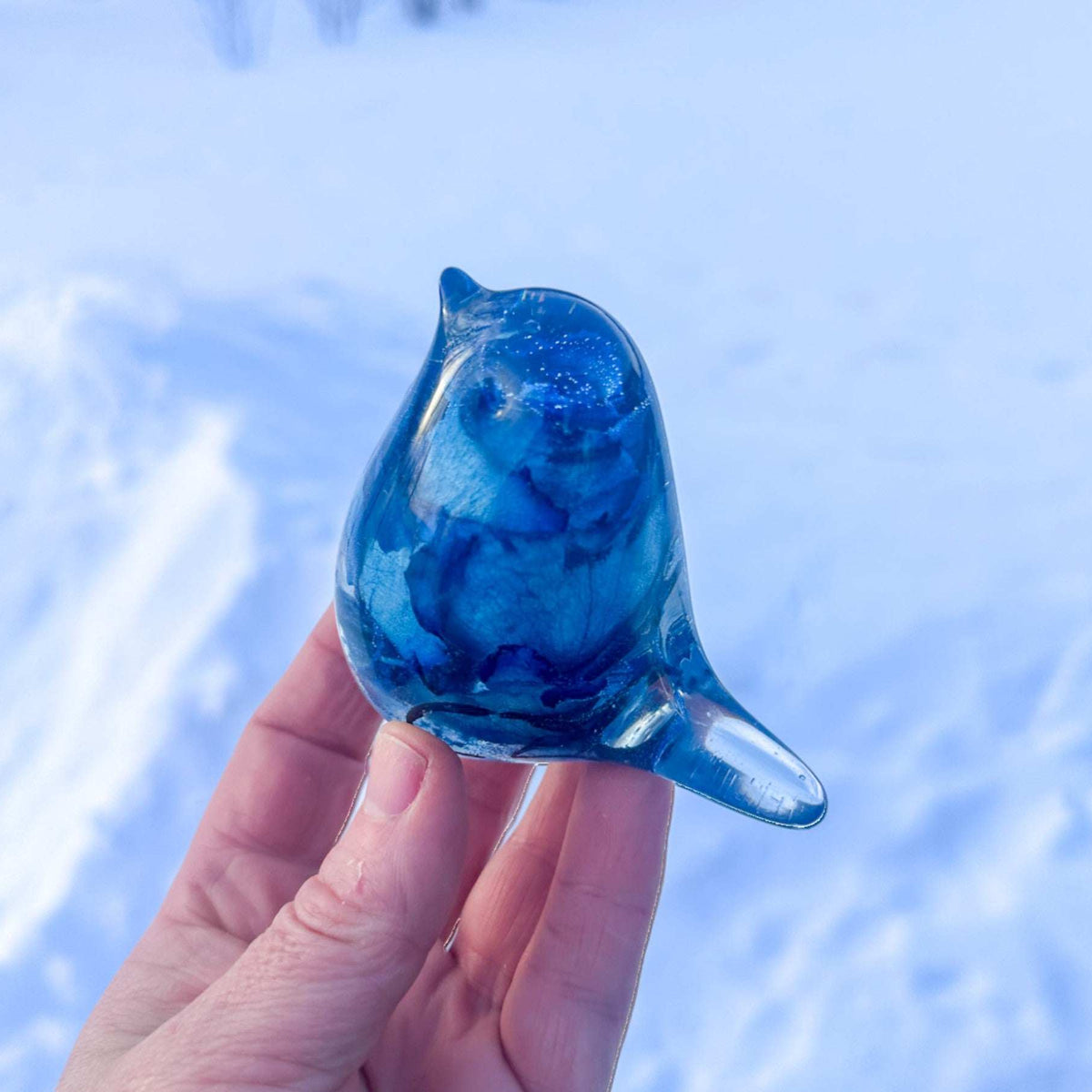 Celestial Bluebird of Everlasting Bloom Handmade Resin Blue Rose Bird