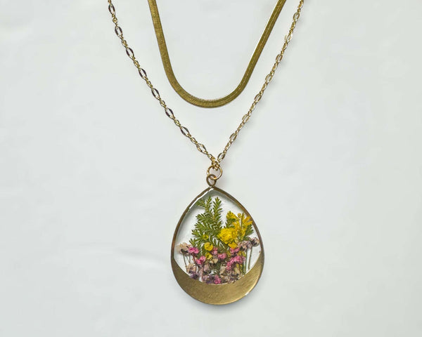 Garden Serenity - Handmade Pressed Flower Multi-Layer Resin Necklace