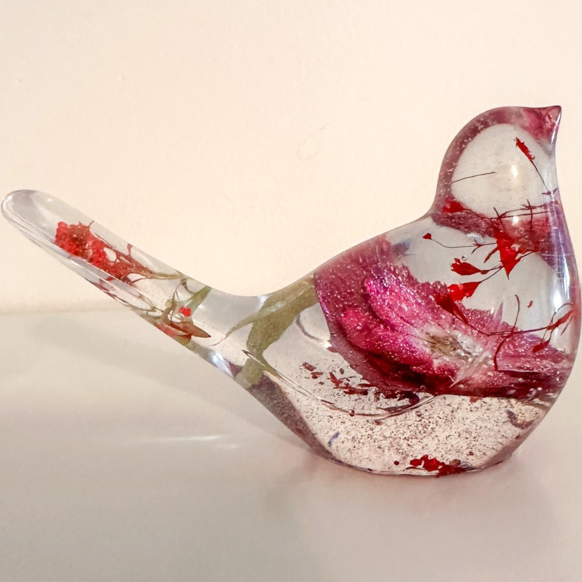 Ruby Rose Songbird | Red Rose Resin Bird Decor Gift