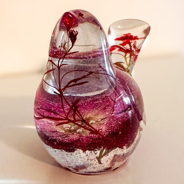 Ruby Rose Songbird | Red Rose Resin Bird Decor Gift