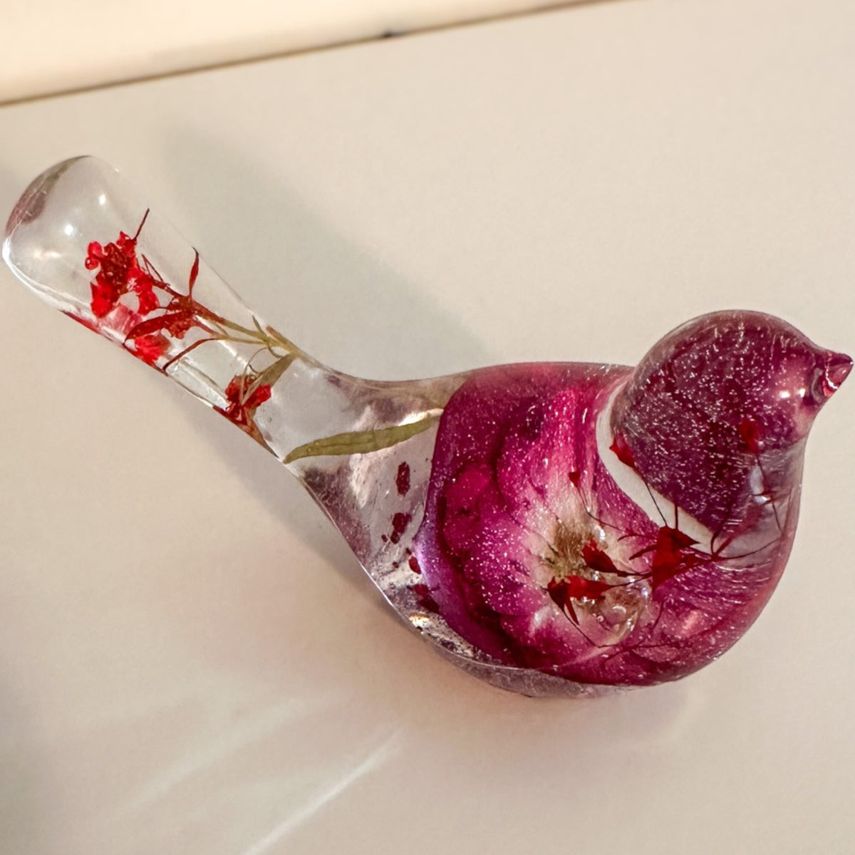 Ruby Rose Songbird | Red Rose Resin Bird Decor Gift
