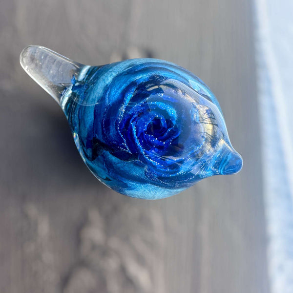 Celestial Bluebird of Everlasting Bloom Handmade Resin Blue Rose Bird