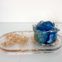 Blue Rose Bloom Tray: Handmade Everlasting Blue Rose Resin Tray