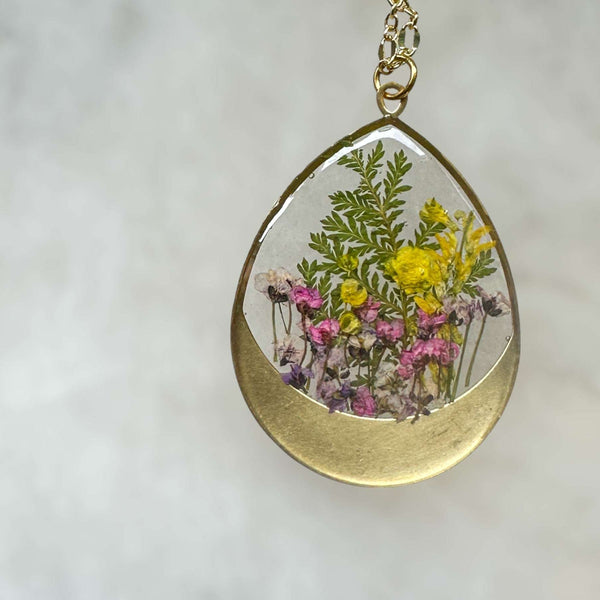 Garden Serenity - Handmade Pressed Flower Multi-Layer Resin Necklace
