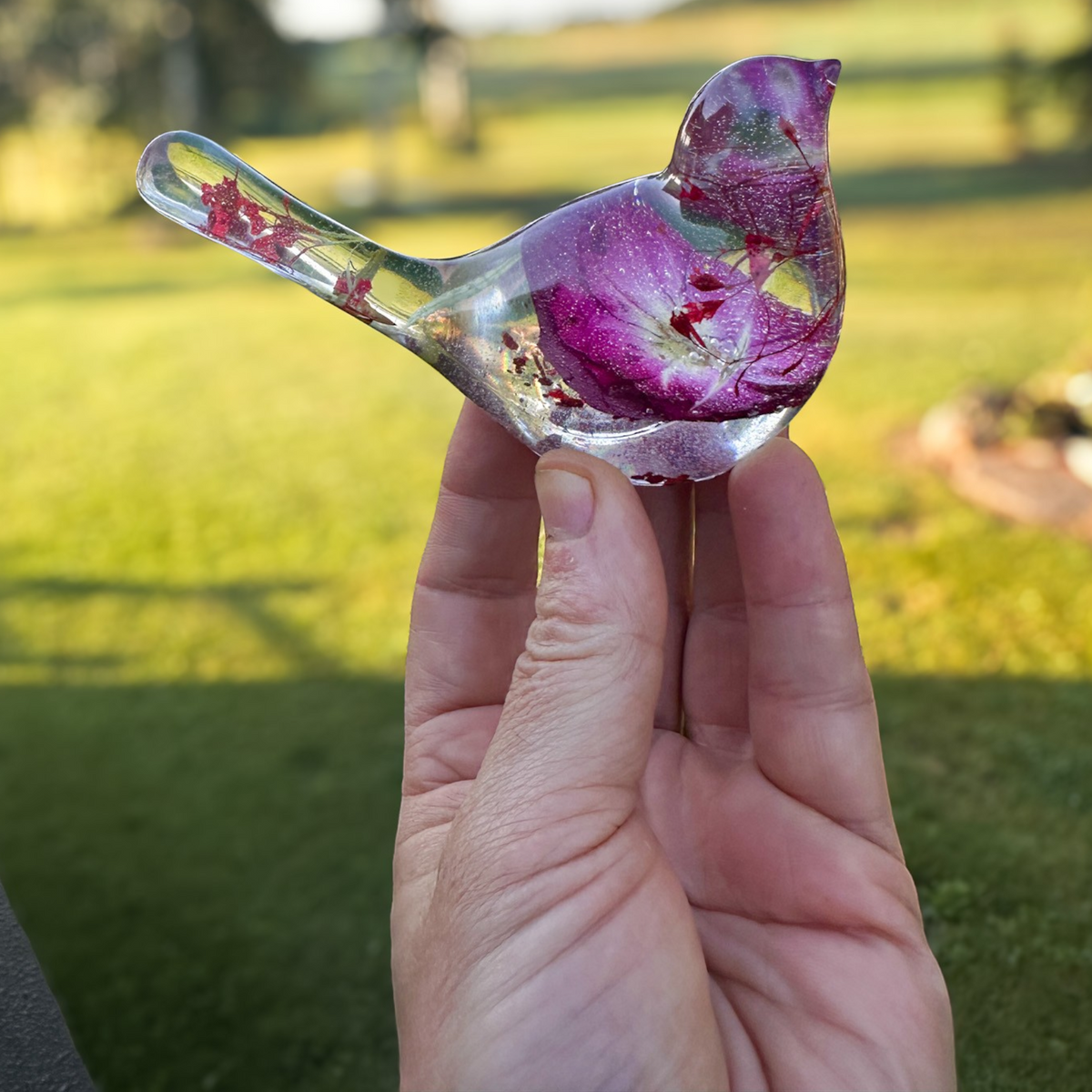 Ruby Rose Songbird | Red Rose Resin Bird Decor Gift