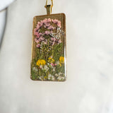 Enchanted Butterfly Garden Necklace  - Handmade Pressed Flower Pendant