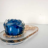 Blue Rose Bloom Tray: Handmade Everlasting Blue Rose Resin Tray