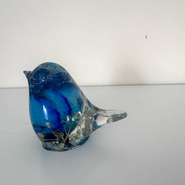 Celestial Bluebird of Everlasting Bloom Handmade Resin Blue Rose Bird