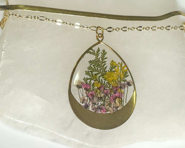 Garden Serenity - Handmade Pressed Flower Multi-Layer Resin Necklace